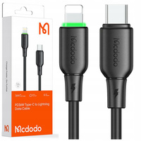 Cablu încãrcãtor MCDODO USB-C cu încãrcare rapidã Lightning pentru iPhone 1M LED Negru