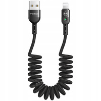 MCDODO KABEL USB LIGHTNING SPIRALNY SPRĘŻYNOWY SZYBKI DO IPHONE 14 LED 2M