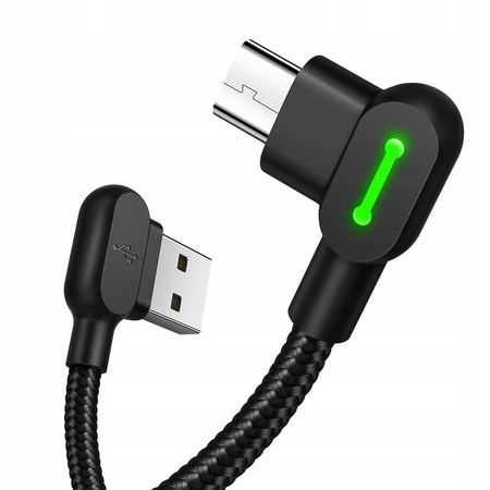 MCDODO KABEL KĄTOWY 90° MICRO USB SZYBKIE ŁADOWANIE DWUSTRONNY QC 3 LED 0,5