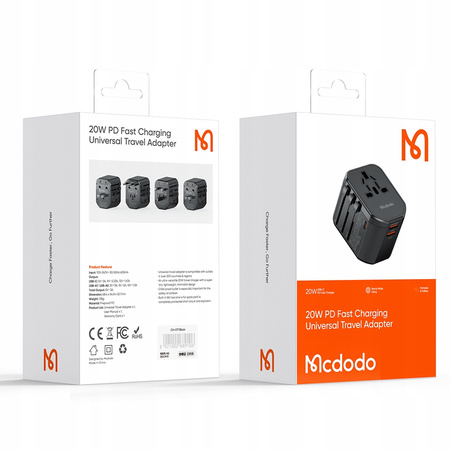 Mcdodo Reise-Ladeadapter USB 20W EU US UK