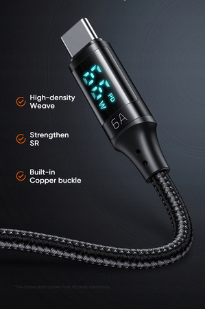 MCDODO KABEL Z WYŚWIETLACZEM USB-C SZYBKIE ŁADOWANIE USB TYP C 5A 66W 1M
