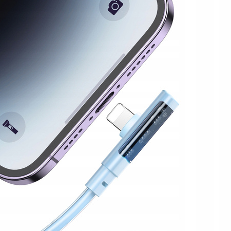 MCDODO KABEL KĄTOWY USB-C LIGHTNING PŁASKI 36W DO IPHONE 13 14 NIEBIESKI 1M