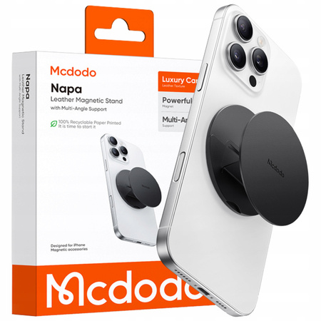 MCDODO STOJAK UCHWYT NA TELEFON MAGNETYCZNY RING NA PALEC SKŁADANY CZARNY