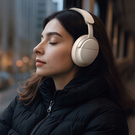 MCDODO SŁUCHAWKI BEZPRZEWODOWE NAUSZNE BLUETOOTH Z MIKROFONEM ANC BEŻOWE