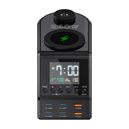 Budzik BLITZWOLF BW-FW10 z ładowarką 240W 2xUSB-A 4xUSB-C