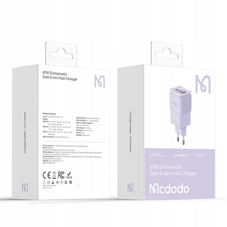 MCDODO GaN 5 PRO SZYBKA ŁADOWARKA USB-C USB-A 67W
