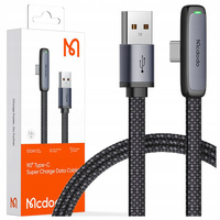 MCDODO USB-C-KABEL, abgewinkelt, Schnellladekabel, USB Typ C, 6 A, 100 W, Schwarz, 2 m
