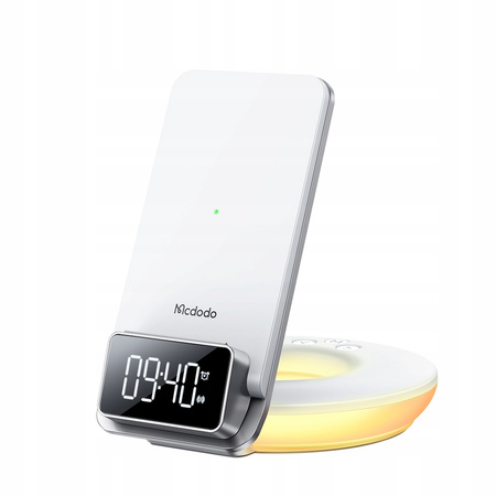 Mcdodo induction charger, with light , with alarm clock function, with watch, white CH-1610
