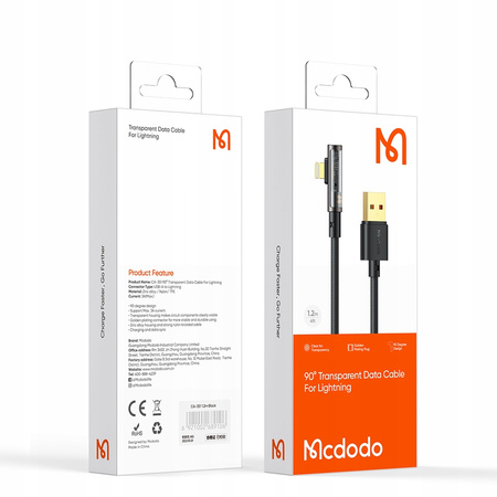  McDodo Kabel Prism, do iPhone, kątowy,  szybki, 36W, 1.8m