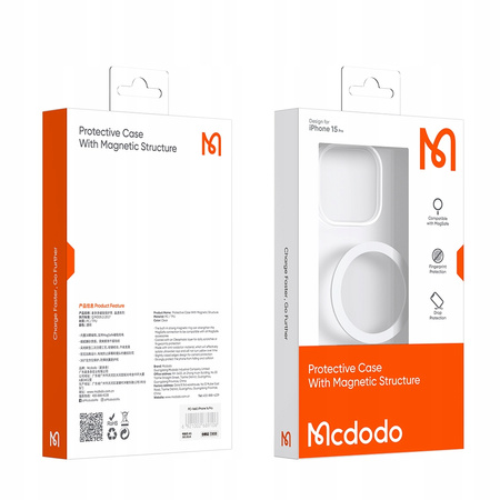 MCDODO Magnetische, transparente Hülle, verstärkt für MAGSAFE iPhone 15 Pro Max, Schwarz