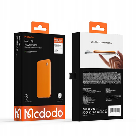 MCDODO POWERBANK MAGSAFE 5000MAH DO TELEFONU POMARAŃCZOWY + KABEL USB-C