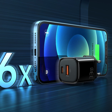 Mcdodo Nano GaN 2X USB/USB-C PD QC Ladegerät für Smartphones/Tablets – 33 W Schwarz