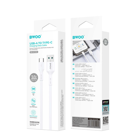 BWOO kabel USB - USB-C 1m 3A biały BO-X172C