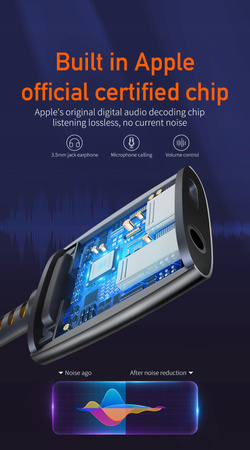 MCDODO PRZEJŚCIÓWKA ADAPTER LIGHTNING MINI JACK 3,5MM KABEL DO IPHONE 13 14