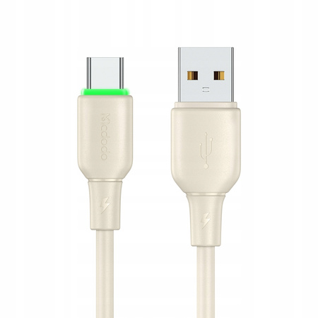 Cablu USB-C MCDODO cu încãrcare rapidã pentru Samsung Xiaomi Type C, 6A, 100W, 1M, LED bej
