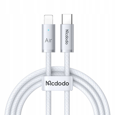MCDODO KABEL USB-C LIGHTNING SZYBKIE ŁADOWANIE USB TYP C 36W 2M LED BIAŁY