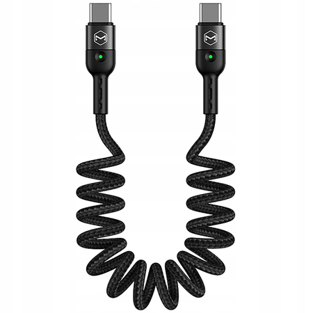MCDODO KABEL USB-C SPIRALNY SPRĘŻYNOWY SZYBKIE ŁADOWANIE USB TYP C LED 2M