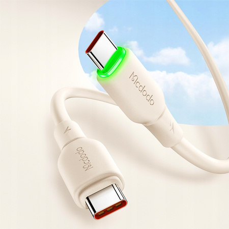 MCDODO KABEL USB-C SZYBKIE ŁADOWANIE DO SAMSUNG APPLE USB TYP C 65W 1M LED BEŻOWY