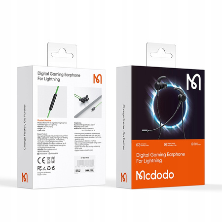 MCDODO SŁUCHAWKI DOUSZNE PRZEWODOWE Z MIKROFONEM DO LIGHTNING IPHONE 13 14