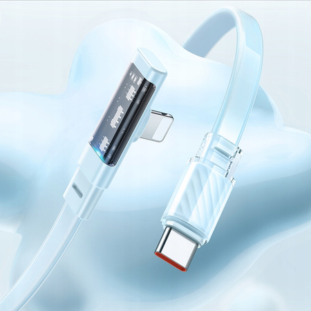 MCDODO KABEL KĄTOWY USB-C LIGHTNING PŁASKI 36W DO IPHONE 13 14 NIEBIESKI 1M