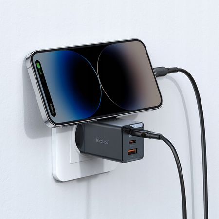 Încãrcãtor rapid de perete MCDODO, sursã de alimentare 3x USB-C PD, cablu USB GAN 67W, 1 m
