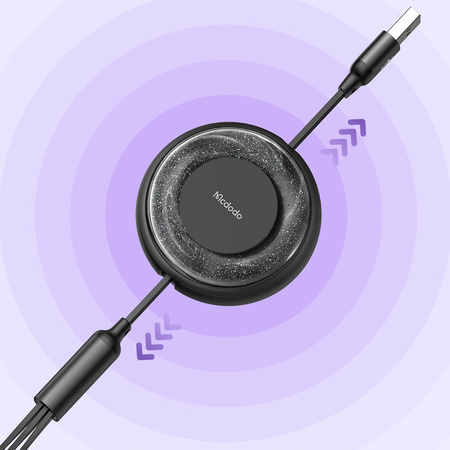 MCDODO 3IN1 RETRACTABLE USB CABLE FAST CHARGING USB-C LIGHTNING MICRO 66W