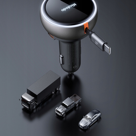 Încãrcãtor auto rapid ?i puternic MCDODO, 3 porturi USB, USB-C PD, 80W, LED, cablu 1 m