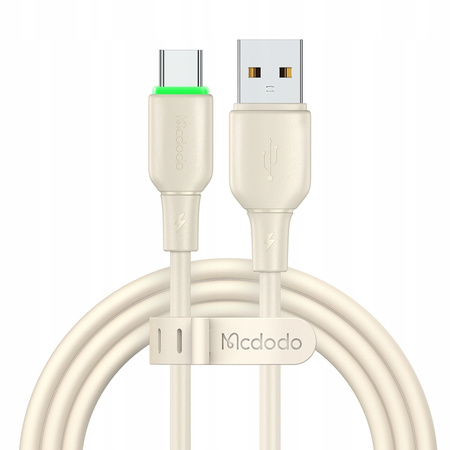 MCDODO USB-C-Schnellladekabel für Samsung und Xiaomi Typ C, 6A 100W 1M, LED Beige