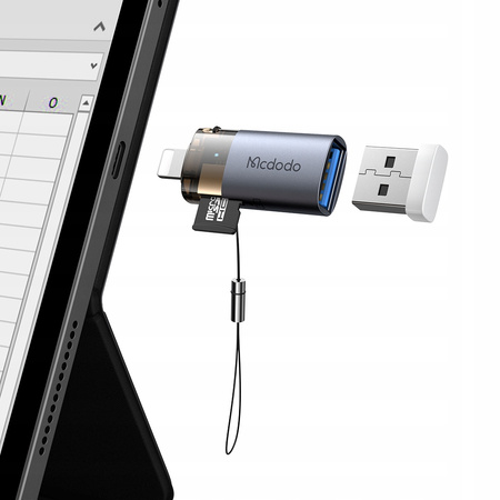 ADAPTOR MCDODO USB-A LA LIGHTNING CITITOR DE CARDURI TF 512 OTG LED