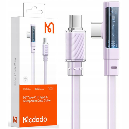 Mcdodo Szybki Kabel Kątowy USB-C PD 65W 1,8M Fioletowy