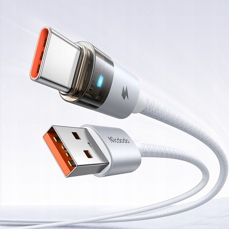 MCDODO KABEL USB-A USB-C SZYBKIE ŁADOWANIE USB TYP C 6A 100W 1M LED BIAŁY