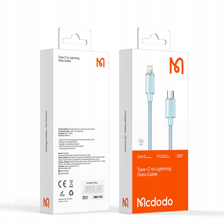 Cable for iPhone, Powerful, Superfast, Mcdodo, 36W, 1.2M, blue