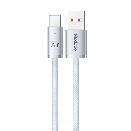 MCDODO KABEL USB-A USB-C SZYBKIE ŁADOWANIE USB TYP C 6A 100W 1M LED BIAŁY