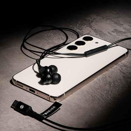 Forever słuchawki przewodowe EP-02 dokanałowe  USB-C czarne