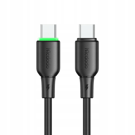MCDODO KABEL USB-C SZYBKIE ŁADOWANIE DO SAMSUNG APPLE USB TYP C 65W 1M LED CZARNY