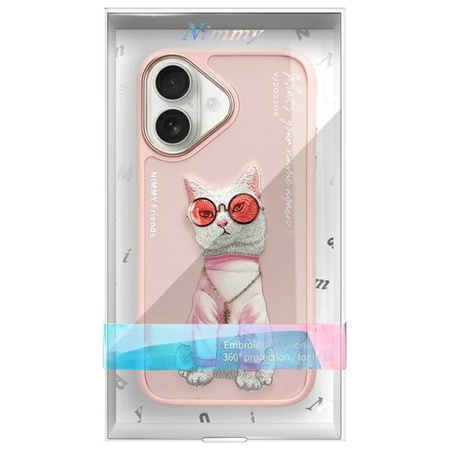 NIMMY ETUI DO IPHONE 16 6.1 GLASSES COOL CAT DESIGN Z POKROWCEM OCHRONNYM