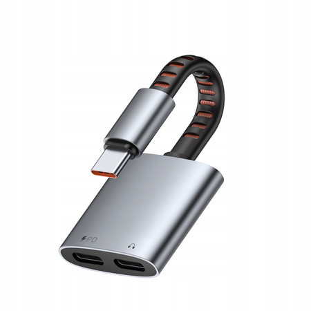MCDODO PRZEJŚCIÓWKA ADAPTER USB-C NA USB-C KABEL 2X TYP C 2W1 OTG 60W