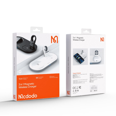 Mcdodo Stacja dokująca, ładowarka 3w1 do iPhone, do Airpods, do Watch czarna