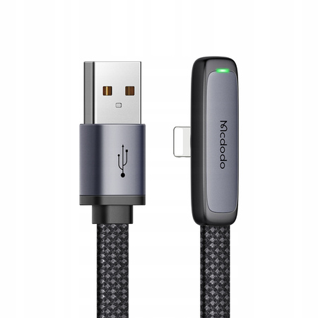 MCDODO Abgewinkeltes USB-Lightning-Flachkabel 36W für iPhone 12, 13 und 14, Schwarz, 1 m