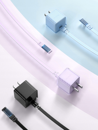 MCDODO KABEL KĄTOWY USB-C LIGHTNING PŁASKI 36W DO IPHONE 13 14 FIOLETOWY 1M