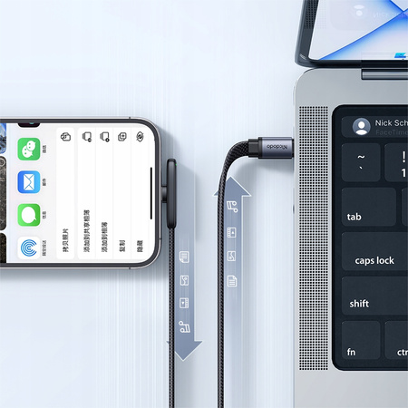 MCDODO KABEL KĄTOWY USB-C LIGHTNING PŁASKI 36W DO IPHONE 12 13 14 CZARNY 1M