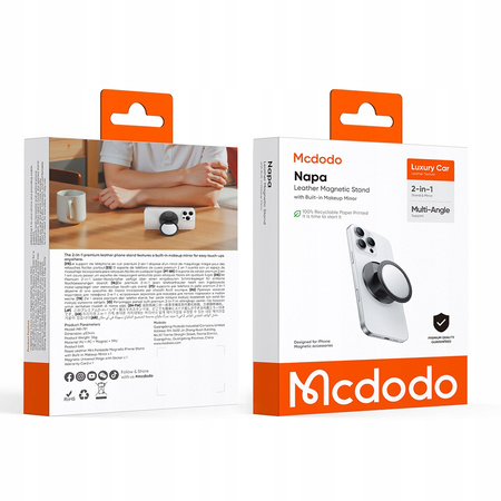 MCDODO STOJAK UCHWYT NA TELEFON MAGNETYCZNY Z LUSTERKIEM SKŁADANY CZARNY