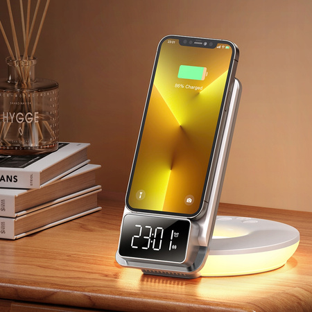 Mcdodo induction charger, with light , with alarm clock function, with watch, white CH-1610