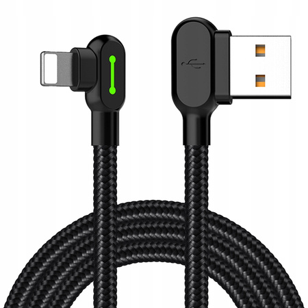 MCDODO KABEL KĄTOWY 90° LIGHTNING DWUSTRONNY DO IPHONE 11 12 13 14 LED 3M