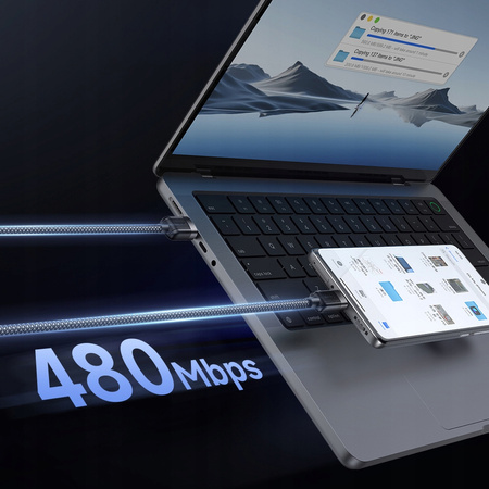 MCDODO KABEL USB-C SZYBKIE ŁADOWANIE DO SAMSUNG XIAOMI TYP C 6A 100W 1M LED