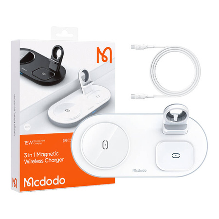 MCDODO STACJA DOKUJĄCA ŁADOWARKA INDUKCYJNA 3W1 DO IPHONE AIRPODS WATCH 15W