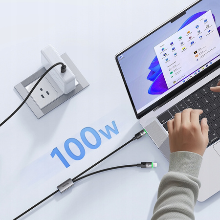 MCDODO USB-C 2IN1 FAST CHARGING CABLE FOR IPHONE 14 MACBOOK LED 100W 2M