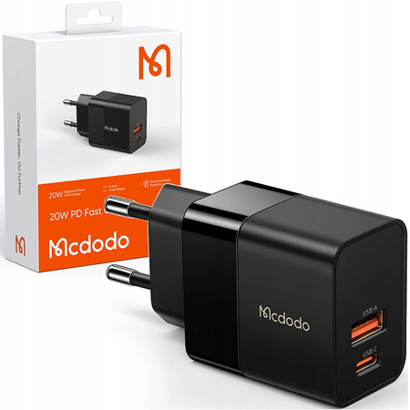 Încãrcãtor de telefon Mcdodo, rapid, USB, USB-C, 20W, pentru iPhone, universal, negru