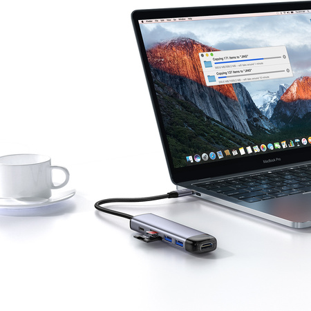 MCDODO PRZEJŚCIÓWKA ADAPTER HUB USB-C HDMI 4K 2X USB-A SD/TF 6W1 DO MACBOOK