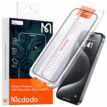 MCDODO EZ PASTE SZKŁO HARTOWANE MOCNA SZYBKA DO ETUI DO IPHONE 16 PLUS